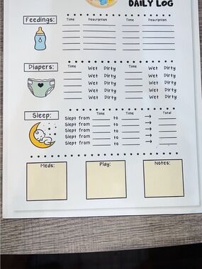 Baby Daily Log Sheet